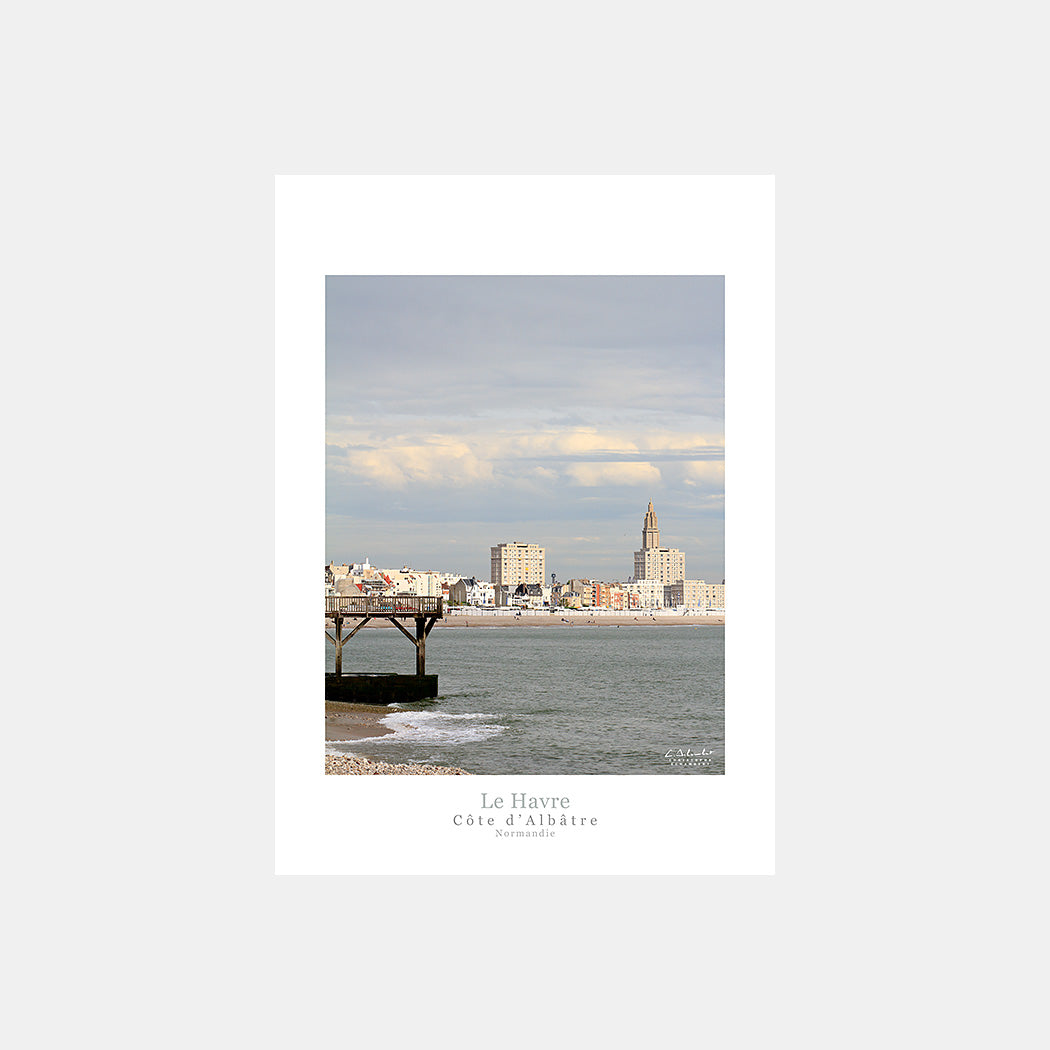 Poster photo 2733 Le front de mer du Havre depuis Sainte-Adresse, design avec marge blanche.