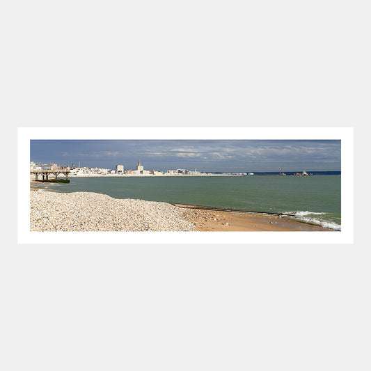 Poster photo 2732 Le port du Havre depuis la plage de Sainte-Adresse, design avec marge blanche.