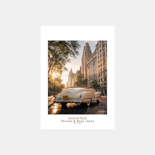 Central Park | Affiche auto vintage New York 1940s - Design avec légende