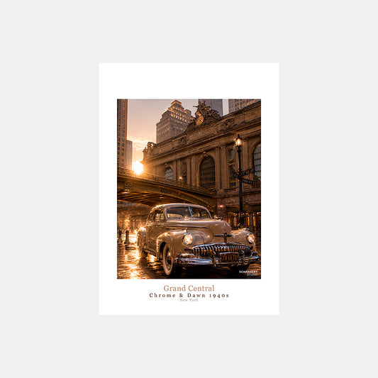 Grand Central Terminal | Affiche auto vintage New York 1940s - Design avec légende