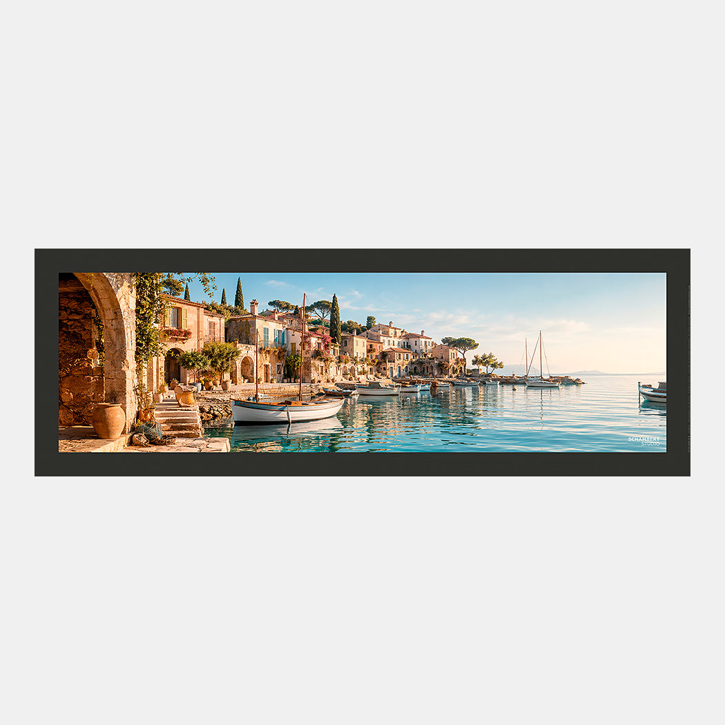 Dream harbour | Affiche Art de vivre Mediterranean Riviera - Design avec marge couleur.