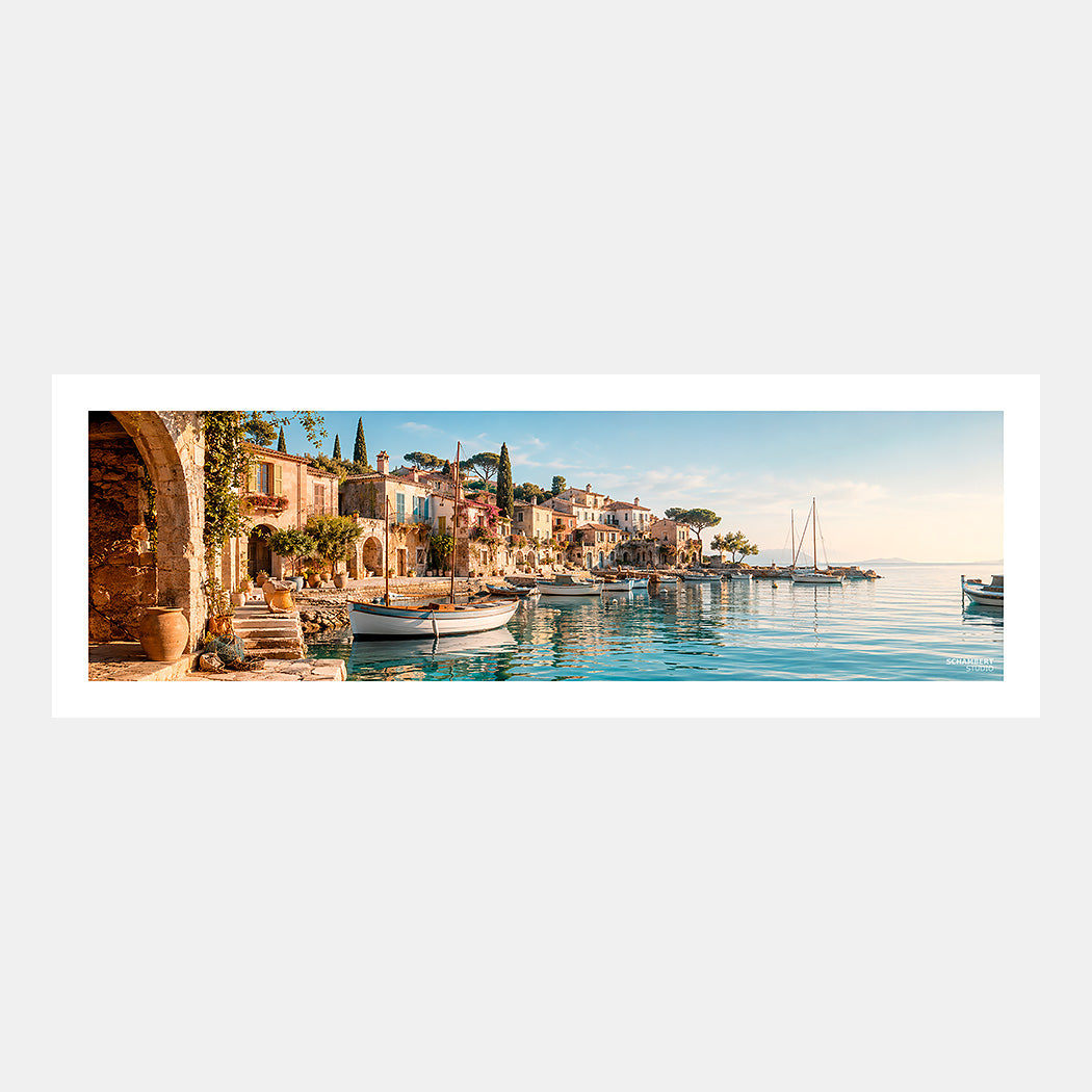 Dream harbour | Affiche Art de vivre Mediterranean Riviera - Design avec marge blanche.