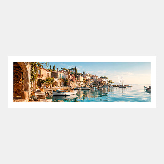 Dream harbour | Affiche Art de vivre Mediterranean Riviera - Design avec marge blanche.