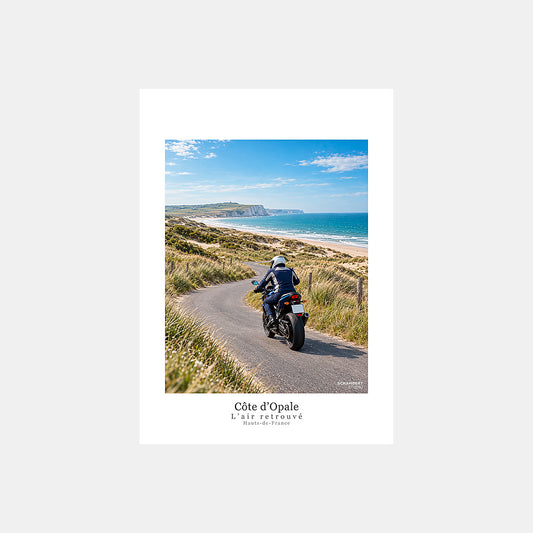 Côte d'Opale | Affiche moto Air Retrouvé Hauts-de-France - Design avec légendes.